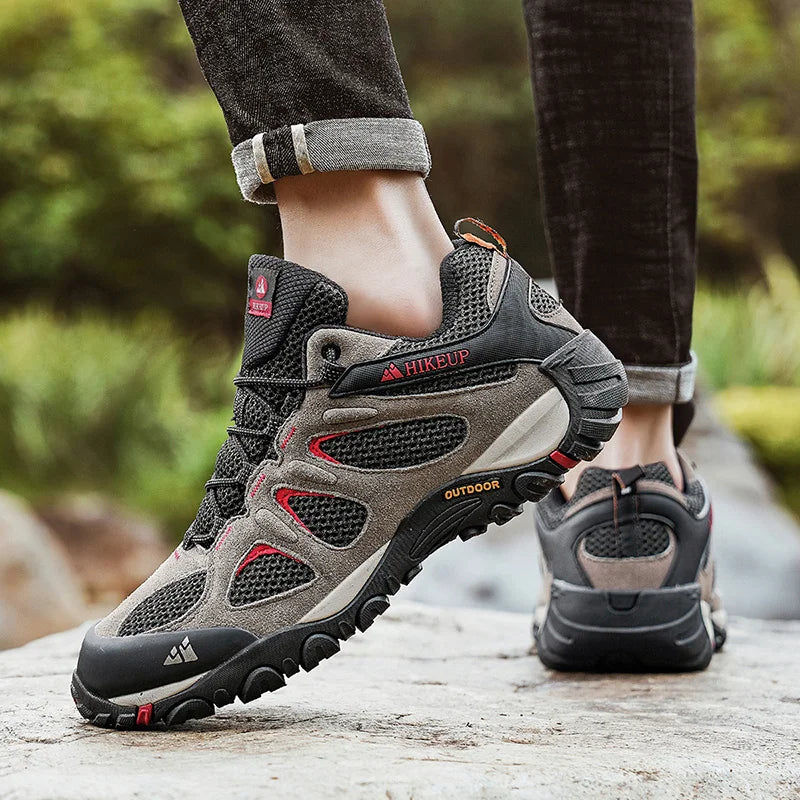 HIKEUP Men Shoes Breathable Splashproof Outdoor Hiking Shoes Mountain Climbing Sport Men Hunting Trekking Sneaker