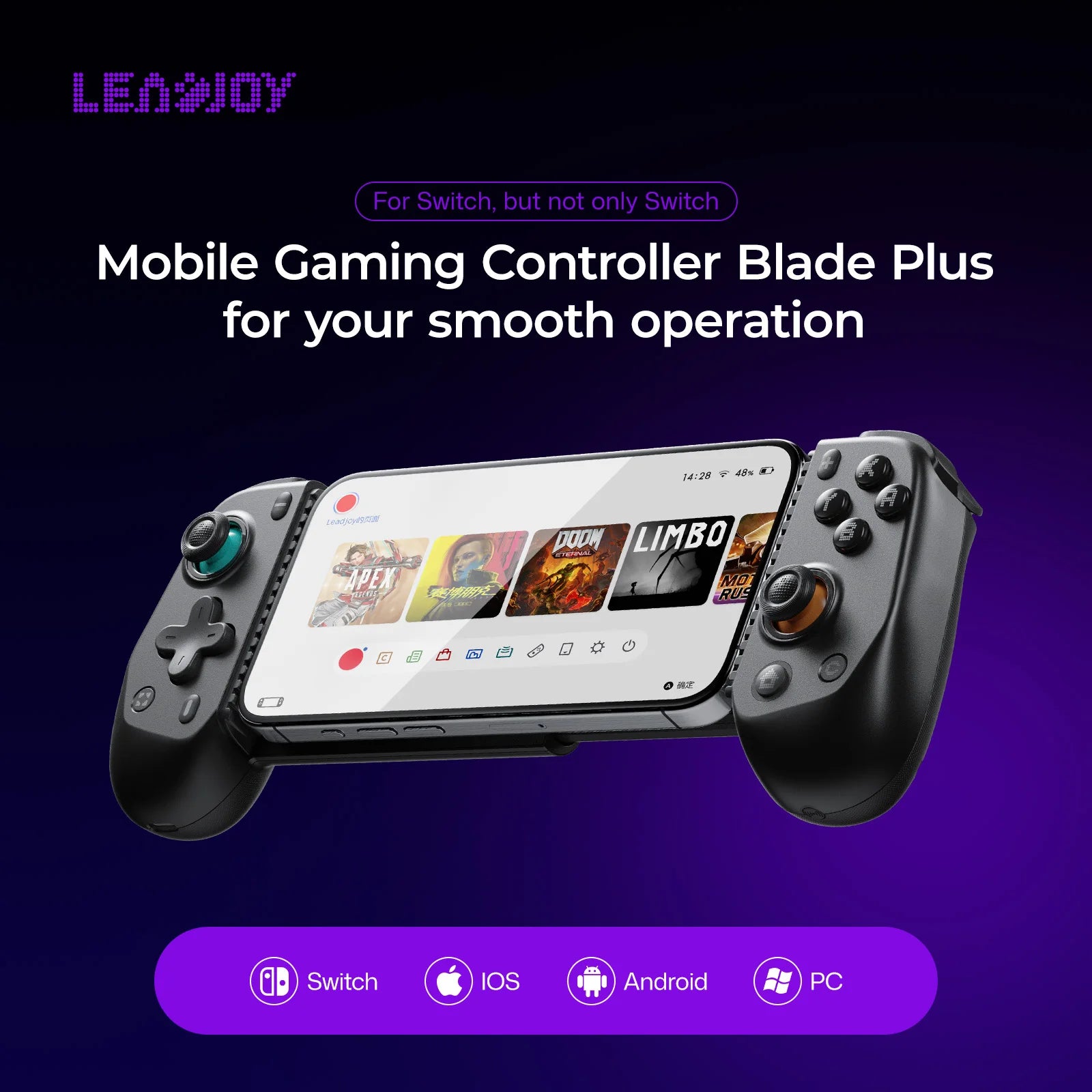 LEADJOY Blade Plus Wireless Gamepad Supports Switch 1 2/Android/IOS/PC/Pad Stretchable Game Controller