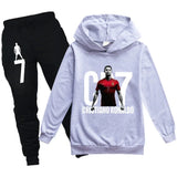Kids' Hooded Hoodie + Pants Set for Boys 3-12 Years, Spring Autumn Sweatshirt Football CR7 Tracksuit Children Holiday Sportswear