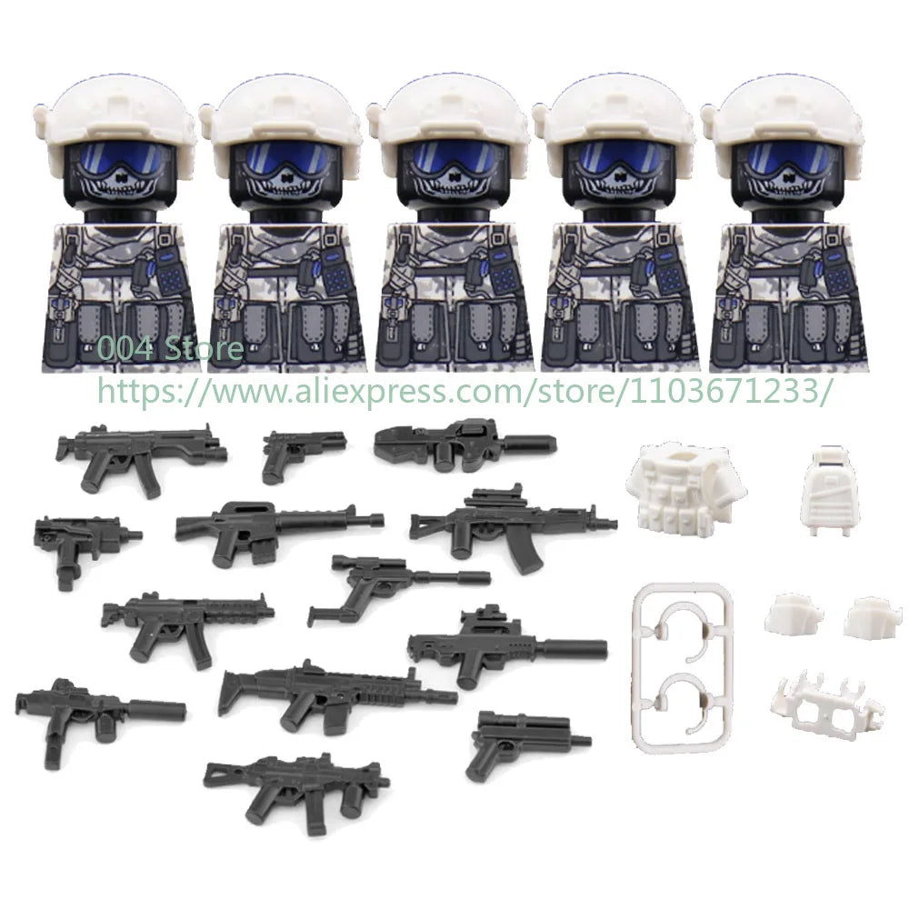 Military Special Forces Action Figure Building Blocks Ghillie Suit Weapons Sniper SWAT Ghost KSK Police Bandit Boy Toy Gift F029