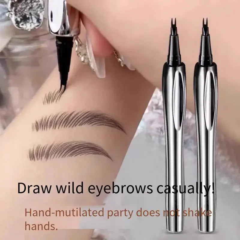 Lápis de sobrancelha de duas garfos, à prova d'água, sem manchas, delineador líquido extremamente fino, não desbota, lápis de sobrancelha tridimensional