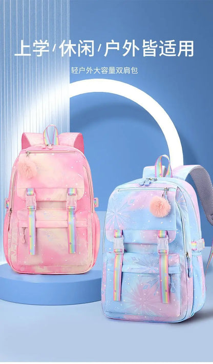 Pink Cartoon Barbie Backpacks Boy Girl Kids Gradient Ramp Women Bagpack Teens Simple Schoolbags Capcity Travel Laptop Backpack