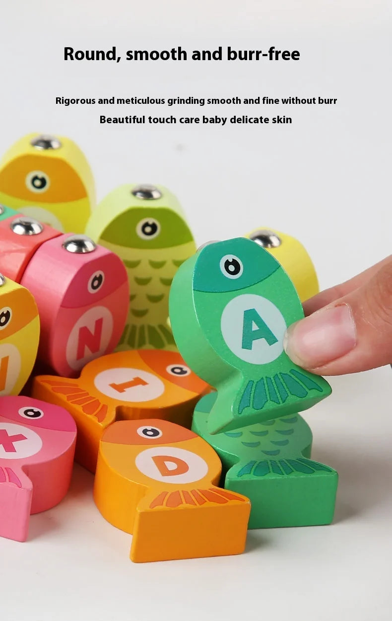 Wooden Children Fishing Toys Baby Early Education Toys Kids Ability Training Toy Montessori Education Fun Game Alphabet Learning