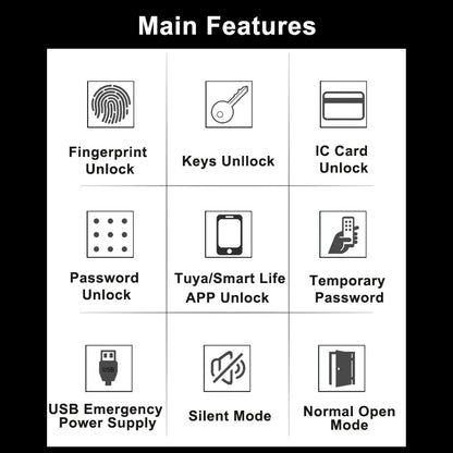H4 Tuya Electronic Lock Wifi Smart Door Lock Fingerprint Lock Password IC Card Key USB Charge For Smart Home