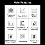 H4 Tuya Electronic Lock Wifi Smart Door Lock Fingerprint Lock Password IC Card Key USB Charge For Smart Home