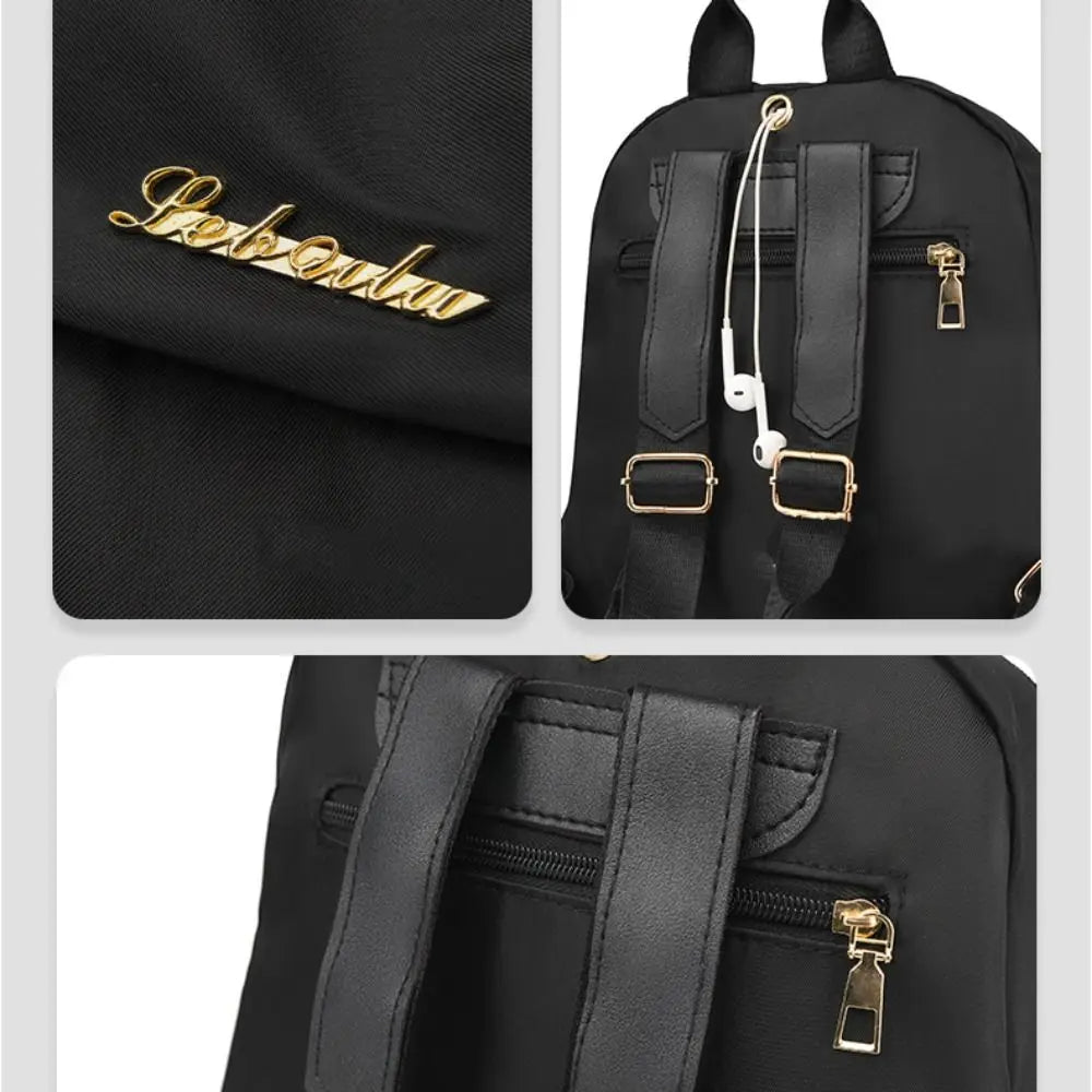 Mochilas sencillas negras de gran capacidad, bolso de viaje para mujer, mochila escolar Harajuku unicolor, mochila Oxford, bolsos unisex