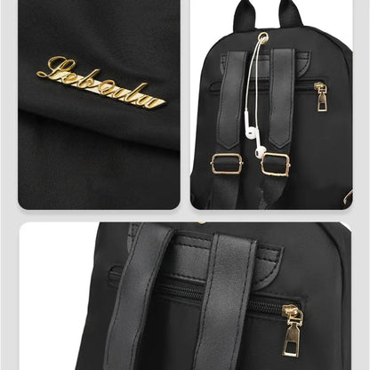 Mochilas sencillas negras de gran capacidad, bolso de viaje para mujer, mochila escolar Harajuku unicolor, mochila Oxford, bolsos unisex