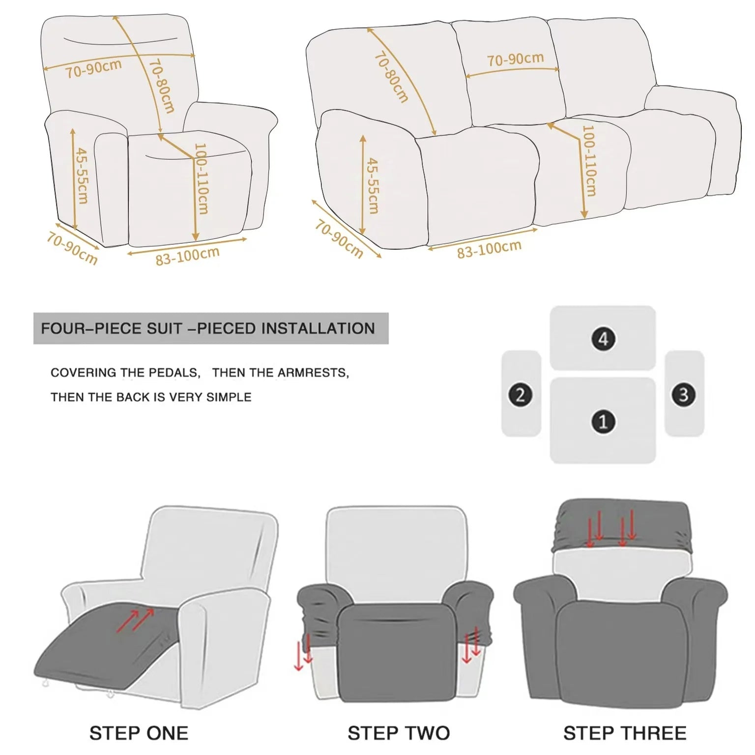 Elastic Recliner Sofa Cover Printed Slipcover Chair Sofa Protector Relax Armchair Stretch Couch Covers For Living Room