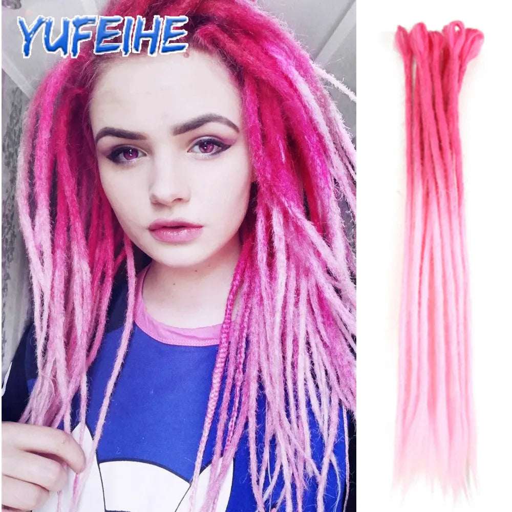 20 Polegada sintético 100% artesanal dreadlock extensões de cabelo fino crochê trançado cabelo backcombed dreads reggae estilo cabelo hippie