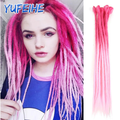 20 Polegada sintético 100% artesanal dreadlock extensões de cabelo fino crochê trançado cabelo backcombed dreads reggae estilo cabelo hippie