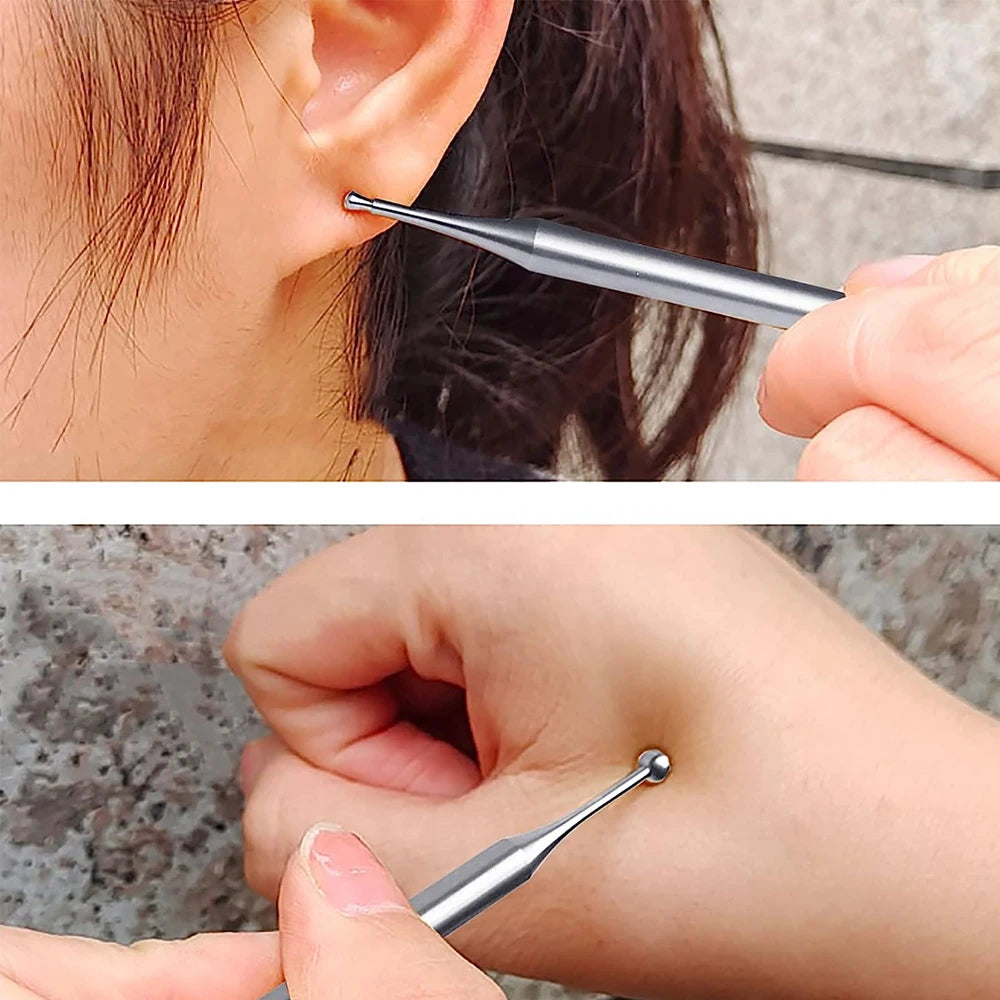 Ears Acupuncture Point Probe Massage Tool Painless Stainless Steel Portable Acupoint Detecting Pen Facial Reflexology Tool