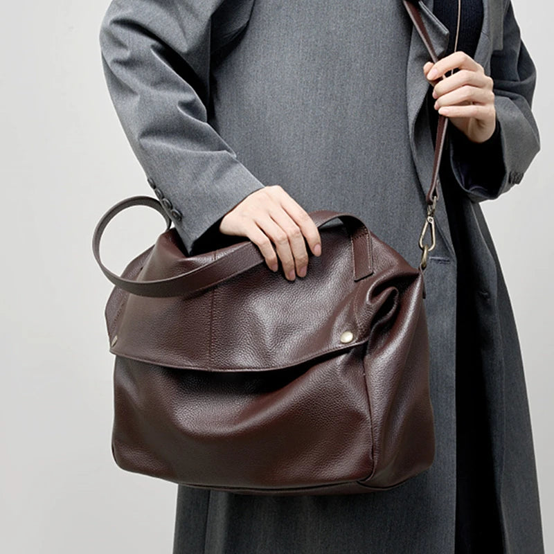 Bolsos de hombro grandes Toptrends 100% piel auténtica de vaca para mujer, bolsos cruzados de diseñador de lujo para oficina (2025)