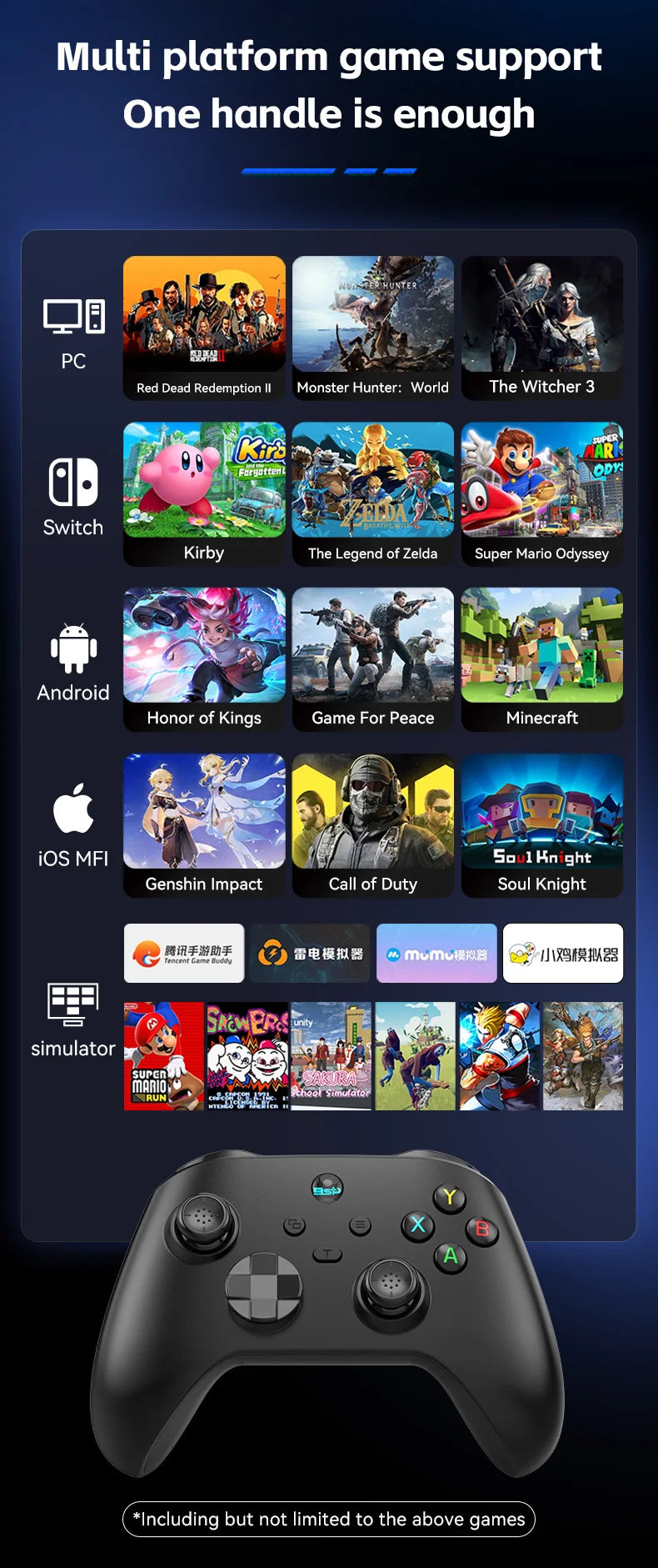 G6 wireless mobile game controller with Hall trigger and Hall joystick supporting Switch/PC/Android/iOS