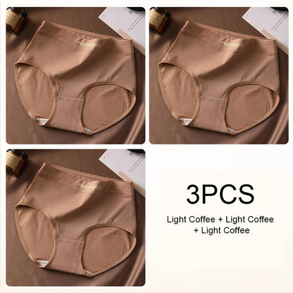 3PCS Woman High Waist Briefs Breathable Underwear Women Large Size Lingerie Pure Cotton Sexy Underware Triangular Panties Female