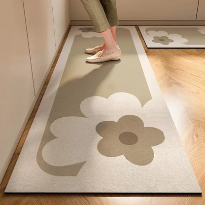 Nueva alfombra de cocina de diatomita suave de estilo japonés, 1 pieza, súper antideslizante, súper absorbente y fácil de manejar.