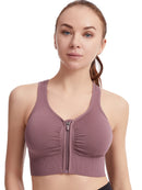 Women Zip Sports Bra Tank Plus Size Shockproof Gather Brassiere Female Yoga Running Fitness Bralette Women's Lingerie Underwear