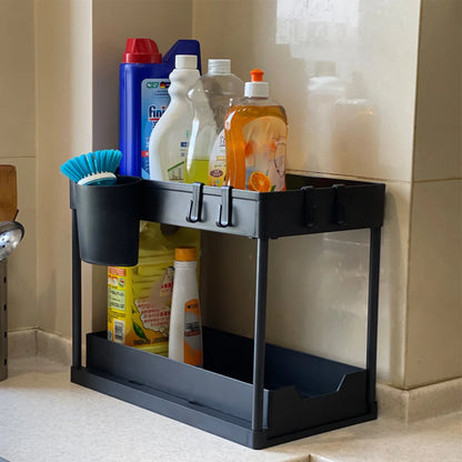Kitchen Storage Rack with Sliding Cabinet Drawers Multi-Purpose Storage Shelf Holder Kitchen Desktop Organization Rack