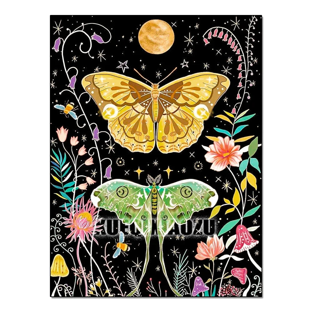 5D Diamond Painting Kits for Adults, Full Round Diamond Art Butterfly, Very Suitable for Beginners and Gifts for Wall Home Decor