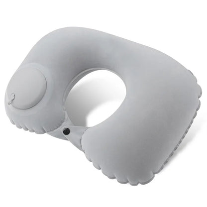 Flocagem inflável portátil pescoço travesseiro, adequado para viagens ao ar livre, viagens de negócios, Camping, Self Filled