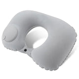 Flocagem inflável portátil pescoço travesseiro, adequado para viagens ao ar livre, viagens de negócios, Camping, Self Filled