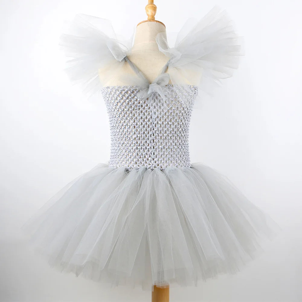 Fantasia Infantil de Palhaço Pennywise Assustador para Meninas – Vestido de Tule com Babados e Sem Mangas, Inclui Acessórios Completos – Ideal para Festas de Aniversário, Bailes de Máscaras e Halloween