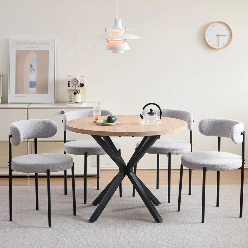 EGOONM 4Pcs Nordic Style Dining Chairs Upholstered Kitchen Chairs with Teddy Velvet Chair Home Desk Dining Room Kitchen Chairs