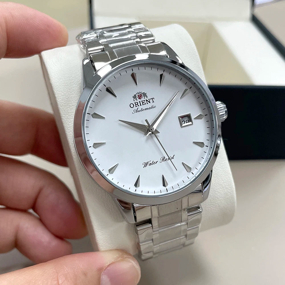 Orient Automatic Men's Watch, Black Dial Stainless Steel Band, Water Resistant Classic Business Wristwatch with Date Display