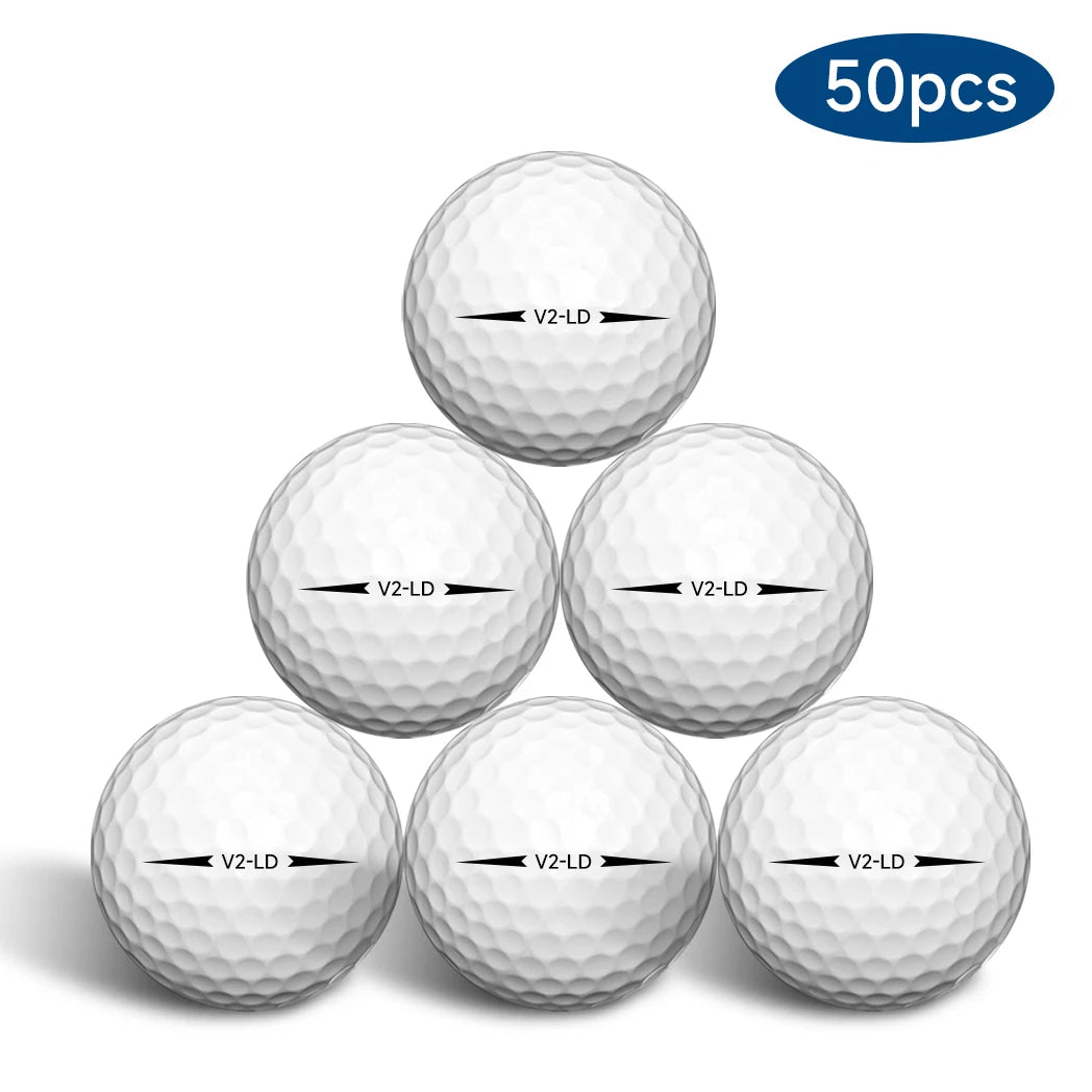 Caiton 50pcs 2-Layer Golf Balls - 332 Dimple, Max Distance, Spin Control, Durable, Precision - For Golf Training & Play