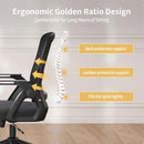 Naspaluro Office Chair Ergonomic Mesh Flip-Up Arms Gaming Chair with Mid Back Cushion Lumbar Support for Home Bedroom Working