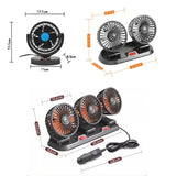 Car Fan 360° Adjustable 3 Head Air Fan Automotive Electric Fan USB/12V/24V Fan 2 Speeds Car Silent Fan For Home Desk Office&amp;Car