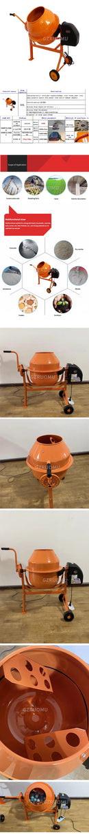 63L Electric Concrete Mixer Multifunctional Vertical Feed Blender Household Construction Industry Cement Mortar Mixing Equipment