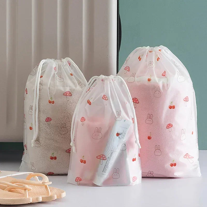 Clear Waterproof Travel Makeup Bag Cosmetic Organizer Drawstring Storage Bag Toiletry Bag