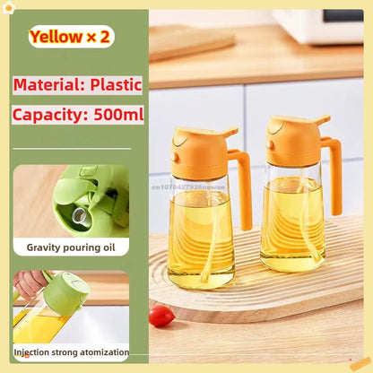 2 in1 Oil Spray Bottle Plastic Kitchen Barbecue Cooking Olive Oil Dispenser Oil Jar Baking Vinegar Soy Sauce Spray Container