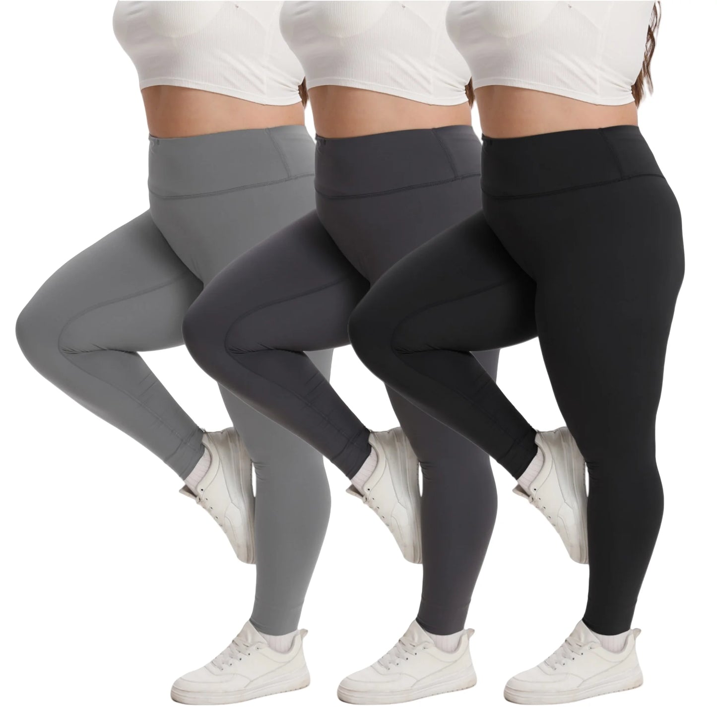 Calça feminina clássica plus size, cor sólida, academia, esporte, fitness, cintura alta, estiramento, yoga, legging, gordura, sof e respirável, pés