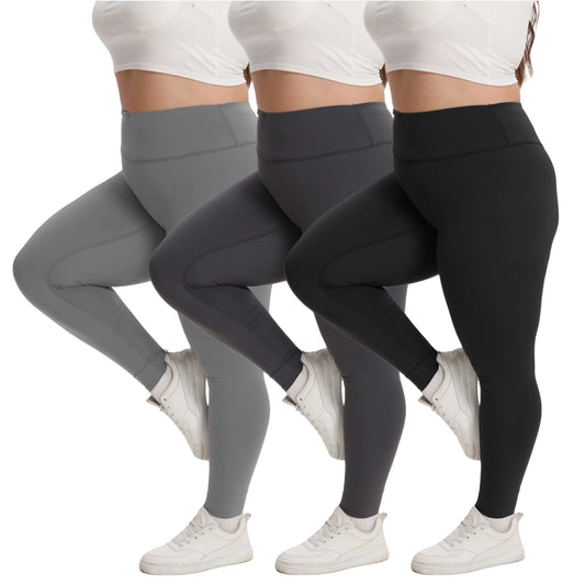Pantalones deportivos clásicos de talla grande para mujer, de color liso, para gimnasio, fitness, cintura alta, elásticos, para yoga, quemagrasas, suaves y transpirables. 