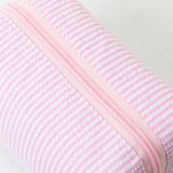 Stripe Seersucker Cosmetic Bag Fashion Women Cosmetic Bag Zipper Storage Makeup Case Traveling Pouch Organizer for Lady