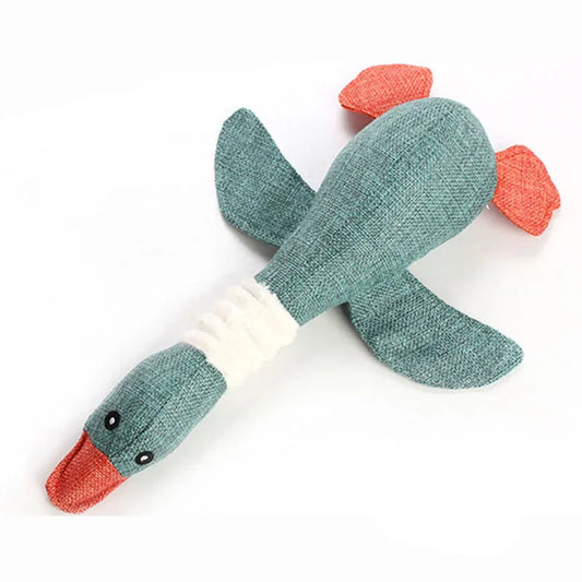 Juguete para perros con forma de pato real para masticadores agresivos, juguete de entrenamiento con forma de ganso salvaje y chirriante, bonito y suave juguete para masticar con chirriador.