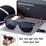 BARCUR Black Walnut Wood Sunglasses for Man Polarized High Quality Sqare Sun Glasses Men UV400 Eyewear Accessory Original Box