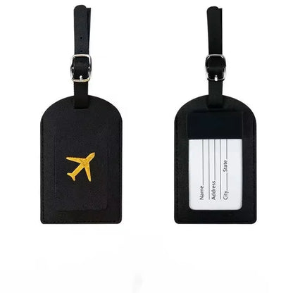 Stamped Leather Business Luggage Tag Suitcase Address Label Luggage Boarding Case Label Name ID Address Clip Travel Accessories