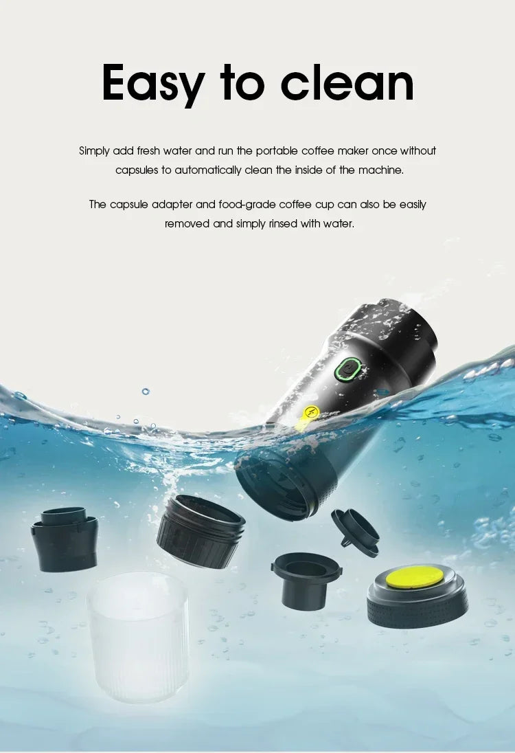 Electric Portable Coffee Machine Portable Italian Espresso Machine for Car & Home 3-in-1 Capsule Powder Travel Coffee Maker