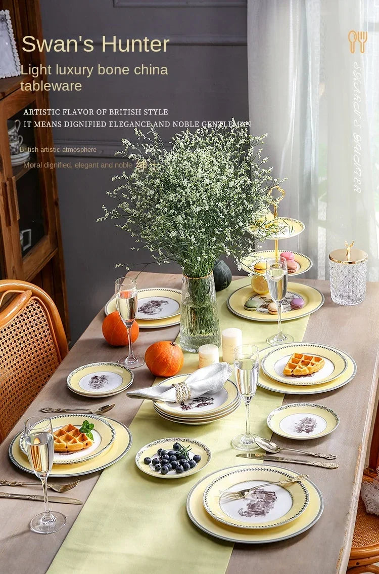 Nordic retro European tableware porcelain plates cups saucers pots high-end luxury sets creative home gifts