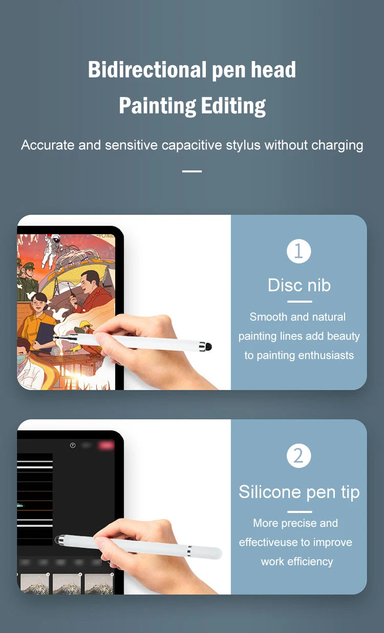 Lápiz capacitivo de doble cabezal, disco de silicona, lápiz óptico de doble propósito, para pintura, retoque de oficina, teléfono móvil, tableta, lápiz capacitivo