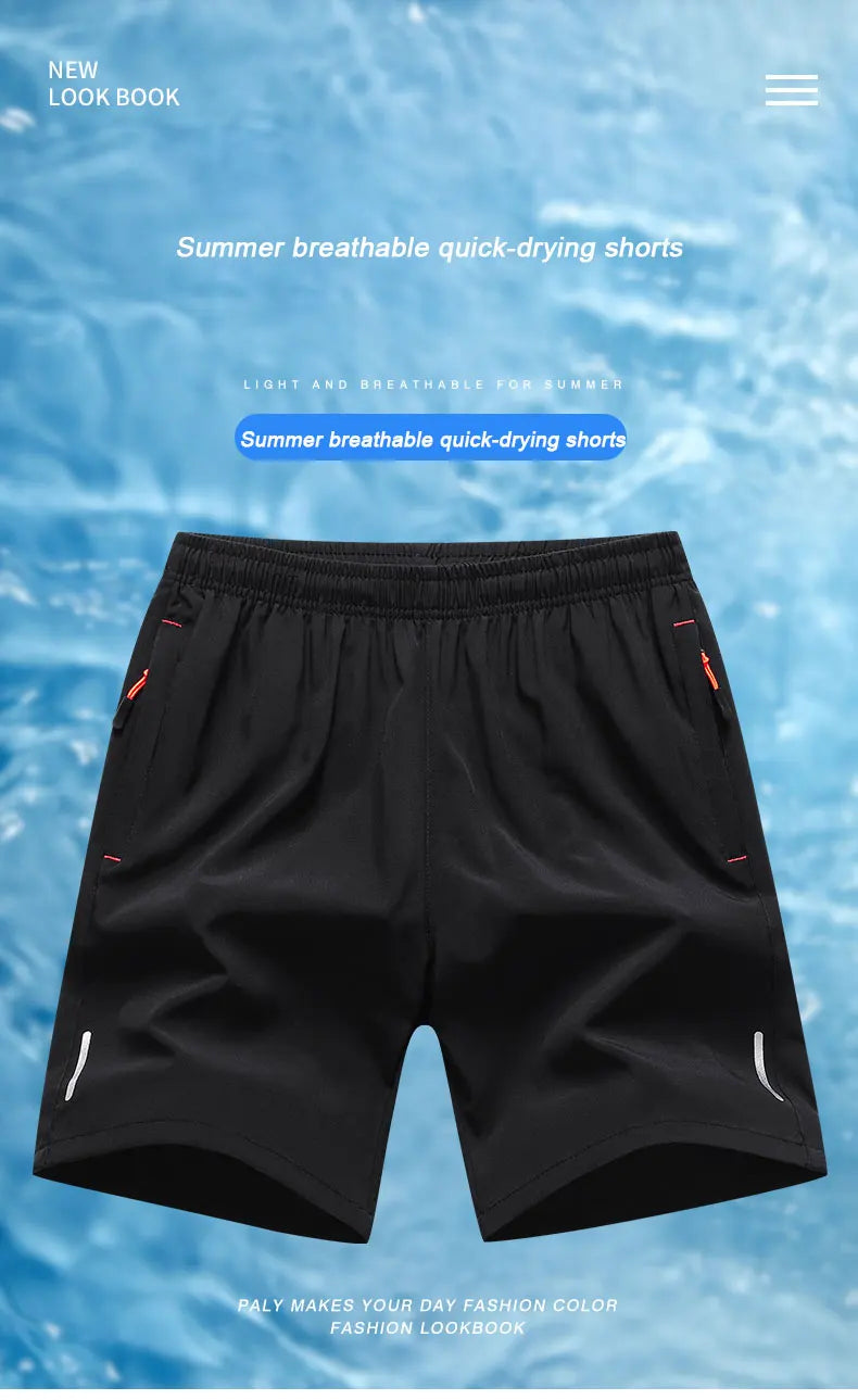 Summer Running Sports Shorts Men Breathable Beach Shorts Ice Silk Comfortable Elastic Waist Fitness Basketball Short Sportswear