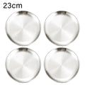 4Pcs Stainless Steel Round Plate Bone Spitting Dish Shallow Tray Metal Camping Plate Dining Disc BBQ Picnic Dishes Cookware