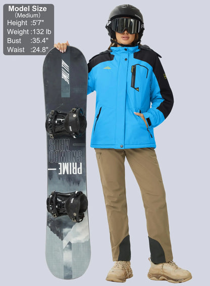 TACVASEN Chaqueta de esquí y snowboard de invierno para mujer, forro polar térmico, impermeable, informal, para trabajo, lluvia, cortavientos, parka