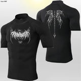 Camisetas deportivas de cuello alto para hombre, de secado rápido, para fitness, running, de manga corta, de compresión, informales, para ciclismo al aire libre, transpirables. 