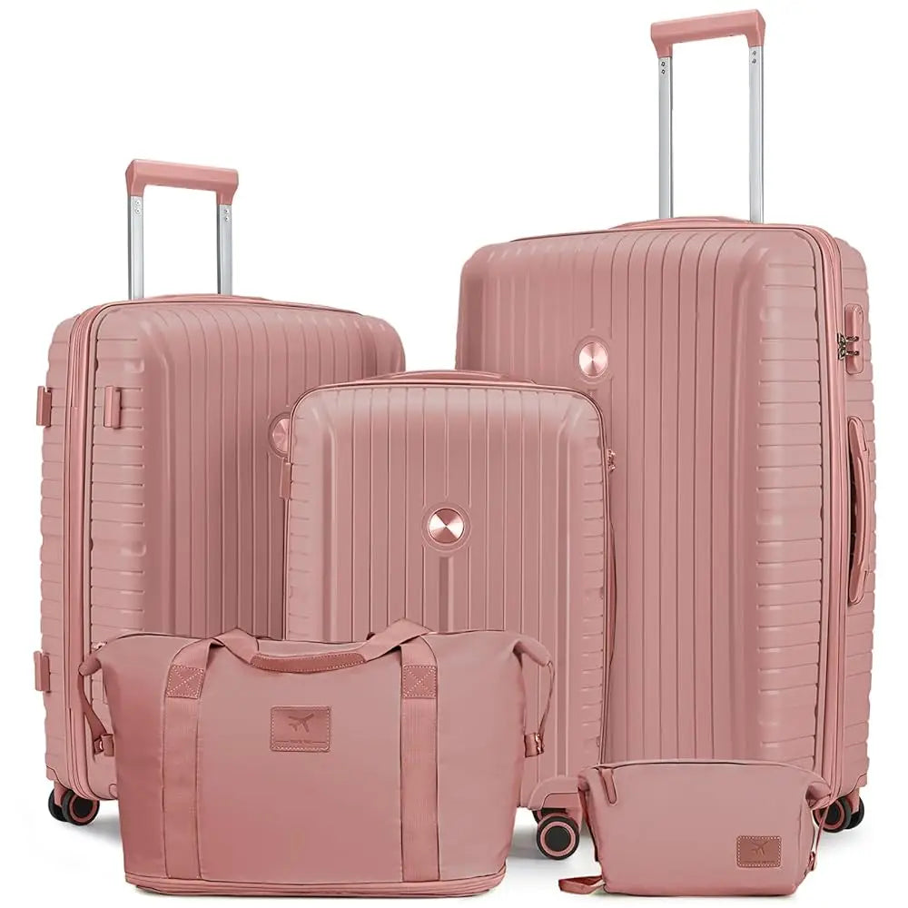 PP Hard Shell Lightweight Durable Luggage Sets, Travel Suitcase with Duffel Bag and Toiletry Bag, TSA Lock, Spinner Wheels