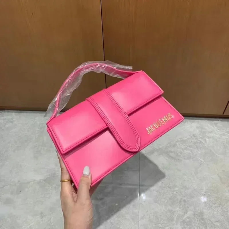 Jacquemus Luxury Yellow Women Top Handle Purse Half Round Design Brand Leather Underarm Flap Shoulder Bag Fashion