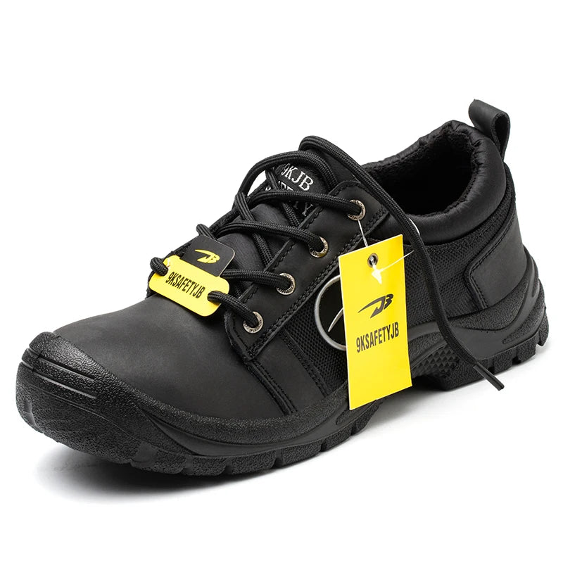Safety shoes men's leather welding shoes anti-smashing, anti-puncture, non-slip sports Steel toe soft work boots for women