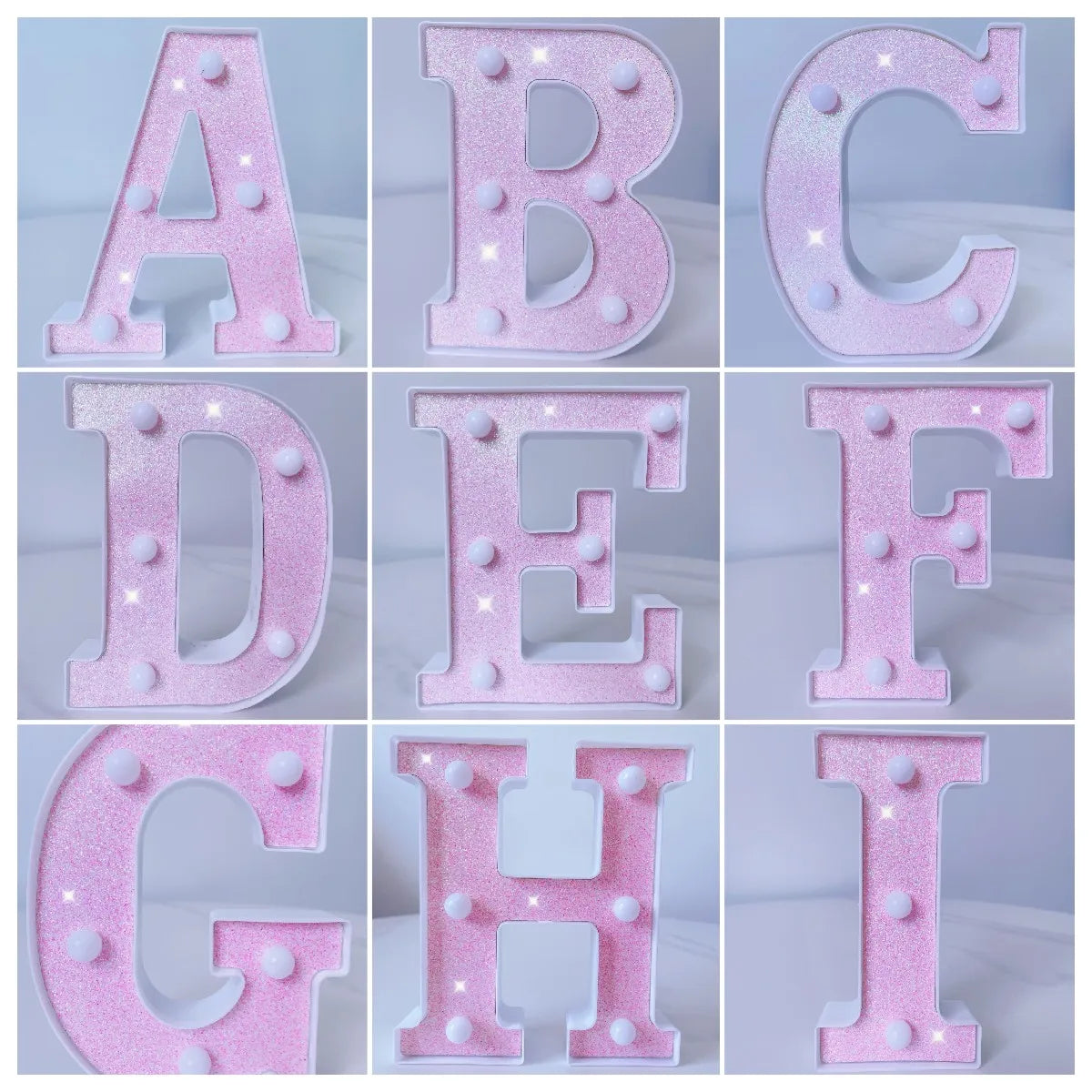 Pink Romantic Luxury LED Light 6.3-inch Pink Decorative Alphabet Number Light Battery Powered Christmas Decorative Light Wedding